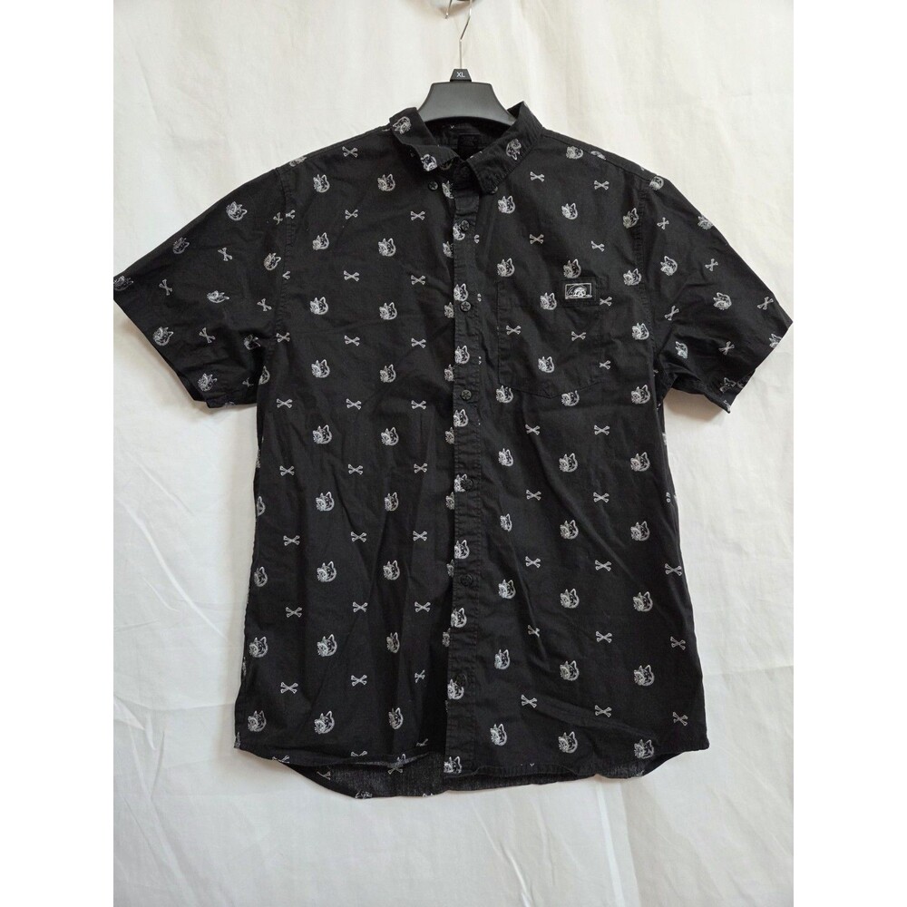 Lurking Class By Sketchy Tank Men's Large Shirt Black Skull Wolf Crossbones SS
